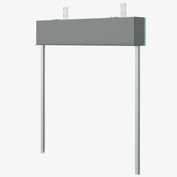 Metal sign mounting frame with two vertical posts and a rectangular top beam, ready to hold a sign.